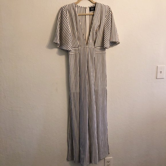 ASOS Parallel Lines Plunge Front Stripe Jumpsuit S - Picture 5 of 10